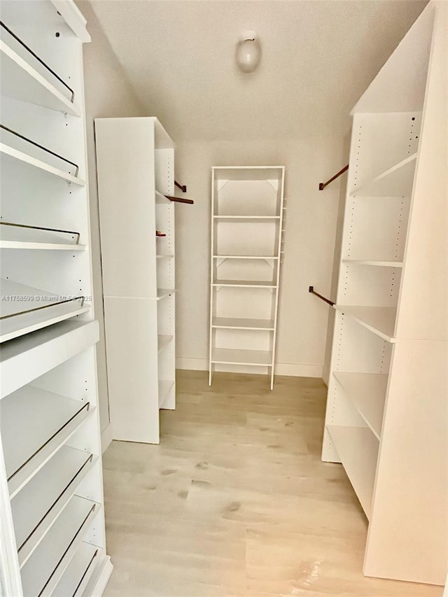 spacious closet featuring light wood-style floors