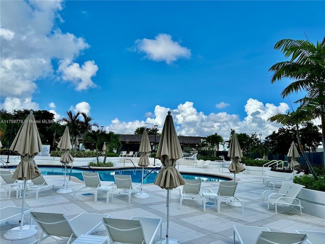 community pool featuring a patio area