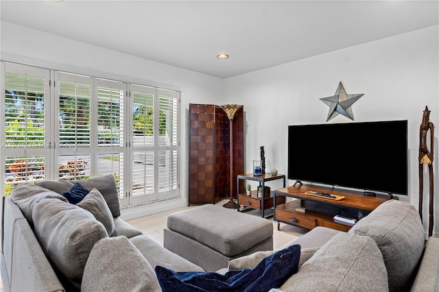 living area featuring recessed lighting