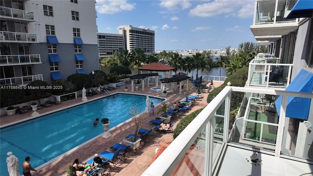 community pool featuring a city view