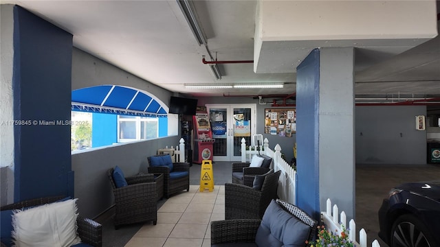 garage with french doors