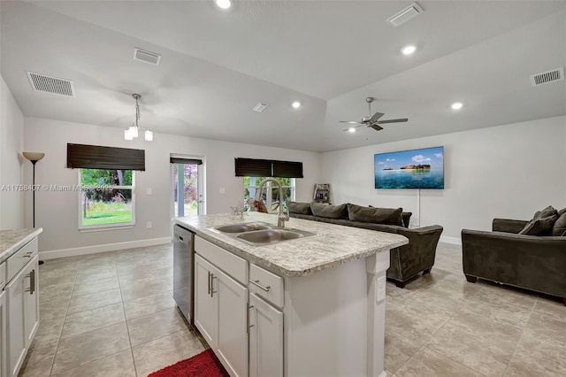 5338 Lugo St, Fort Pierce, FL 34951 - kitchen featuring visible vents, dishwasher, light countertops, and a sink