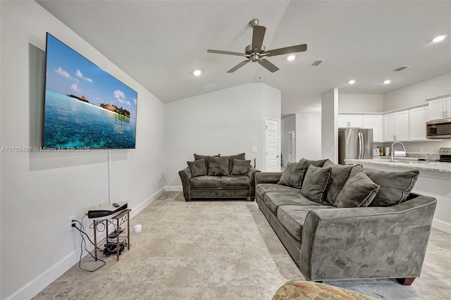 5338 Lugo St, Fort Pierce, FL 34951 - living area featuring recessed lighting, visible vents, baseboards, and ceiling fan