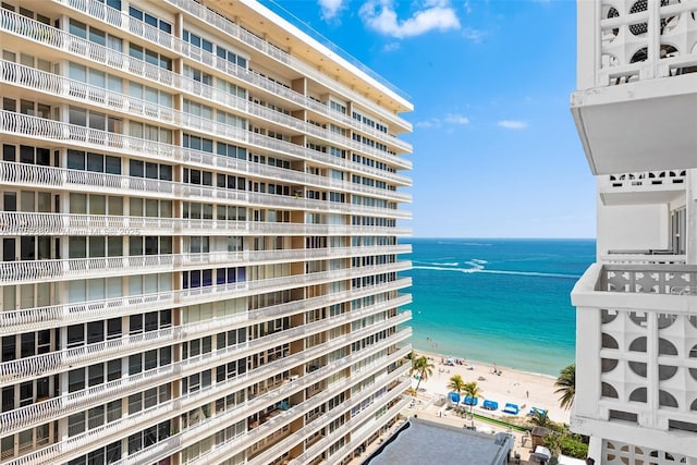 property view of water with a beach view