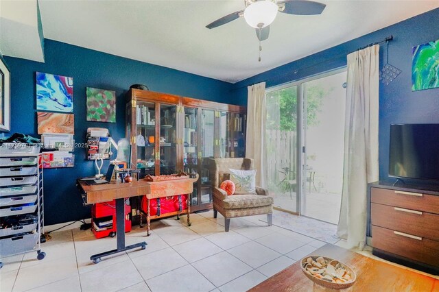 2853 SE 1st Dr Unit 4, Homestead, FL 33033 - office area with tile patterned floors and ceiling fan