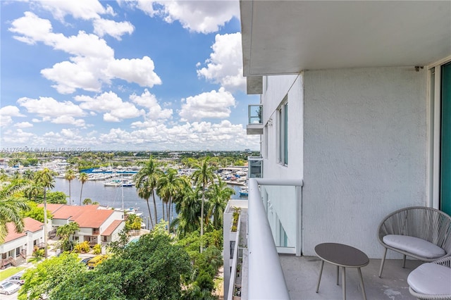 balcony with a water view