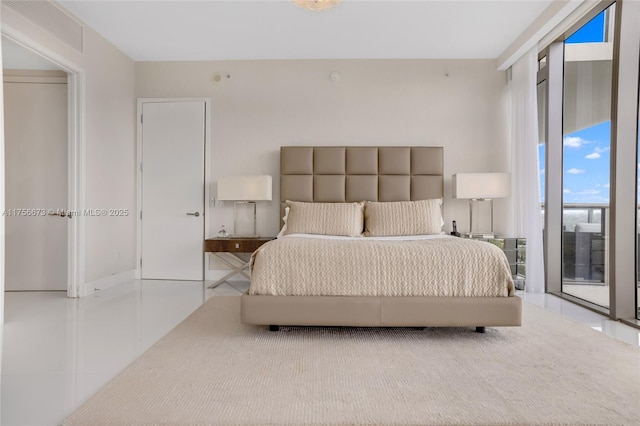 bedroom featuring tile patterned floors