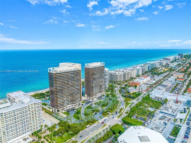 bird's eye view with a city view and a water view