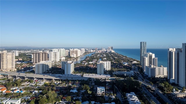 property's view of city with a water view