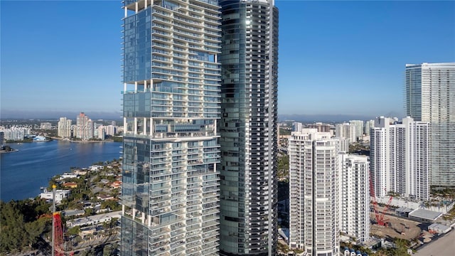 property's view of city with a water view