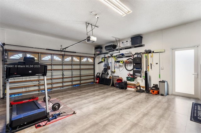 garage with a garage door opener