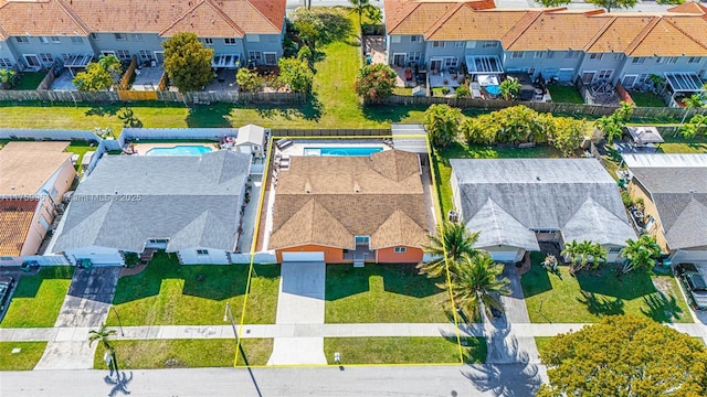 drone / aerial view with a residential view