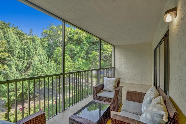 balcony with a forest view