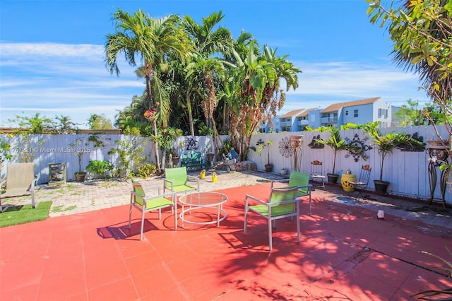 view of patio featuring a fenced backyard