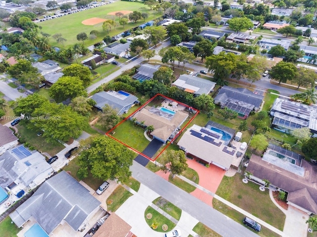 bird's eye view with a residential view