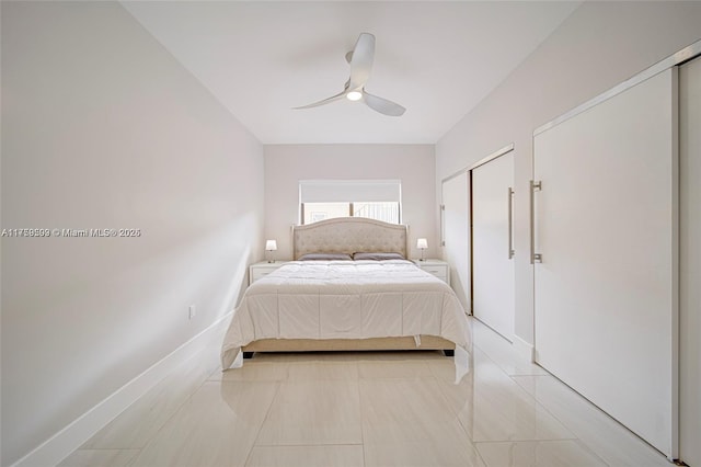 unfurnished bedroom with baseboards and ceiling fan