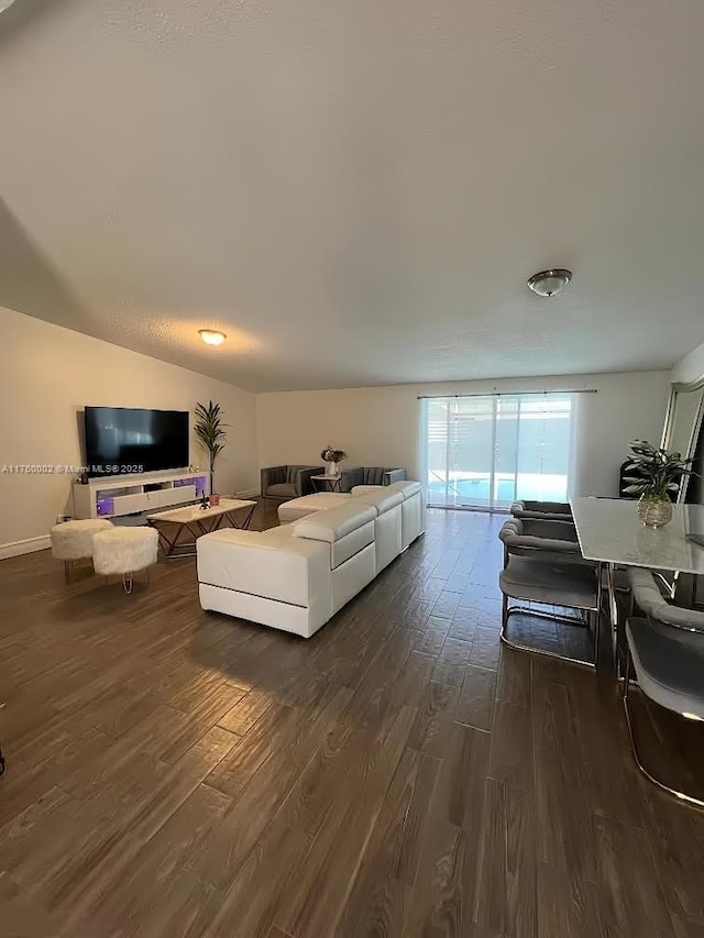 living room with dark wood finished floors