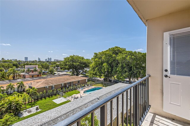 balcony with a view of city