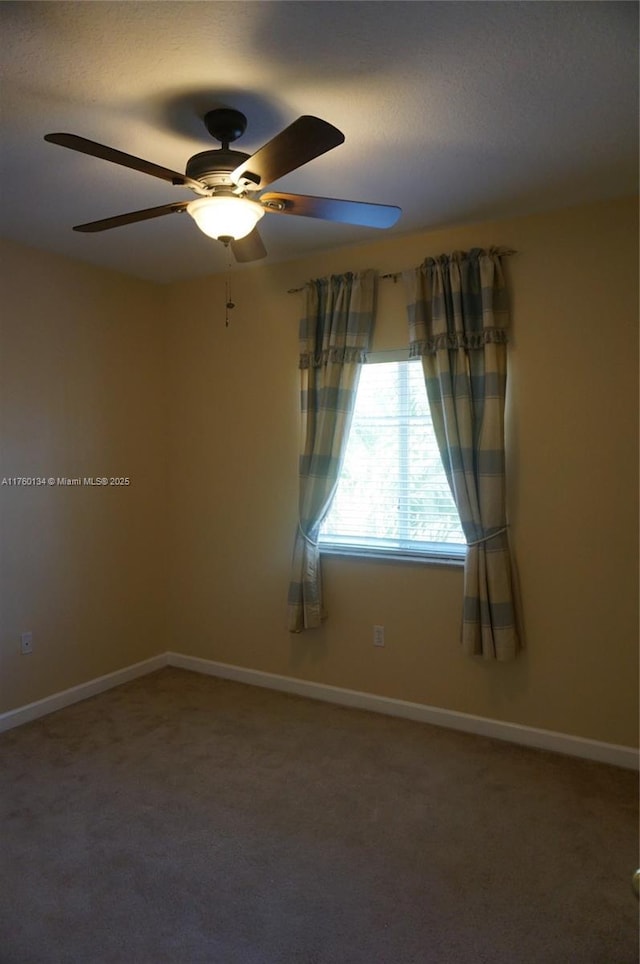 unfurnished room featuring baseboards and carpet floors