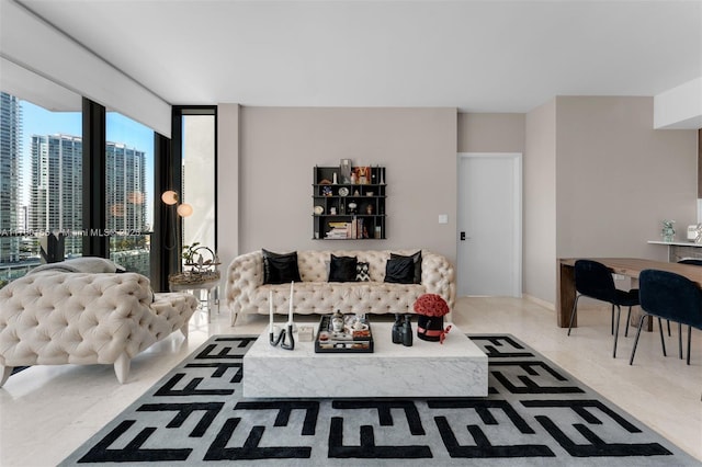68 SE 6th St Unit 1404, Miami, FL 33131 - living room featuring floor to ceiling windows
