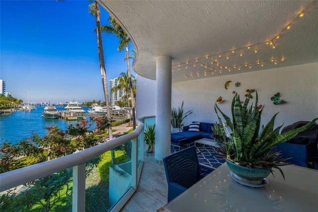 balcony with a water view