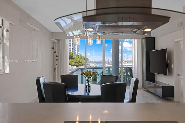 dining space with visible vents