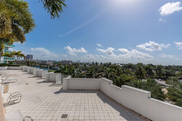 view of patio with a view of city