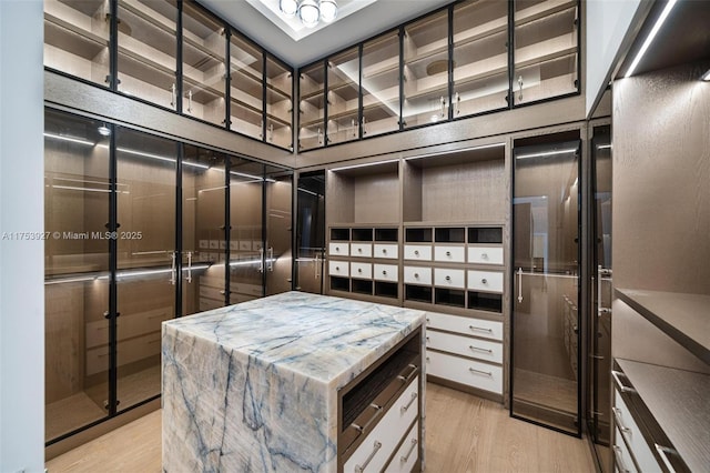 walk in closet featuring light wood-type flooring