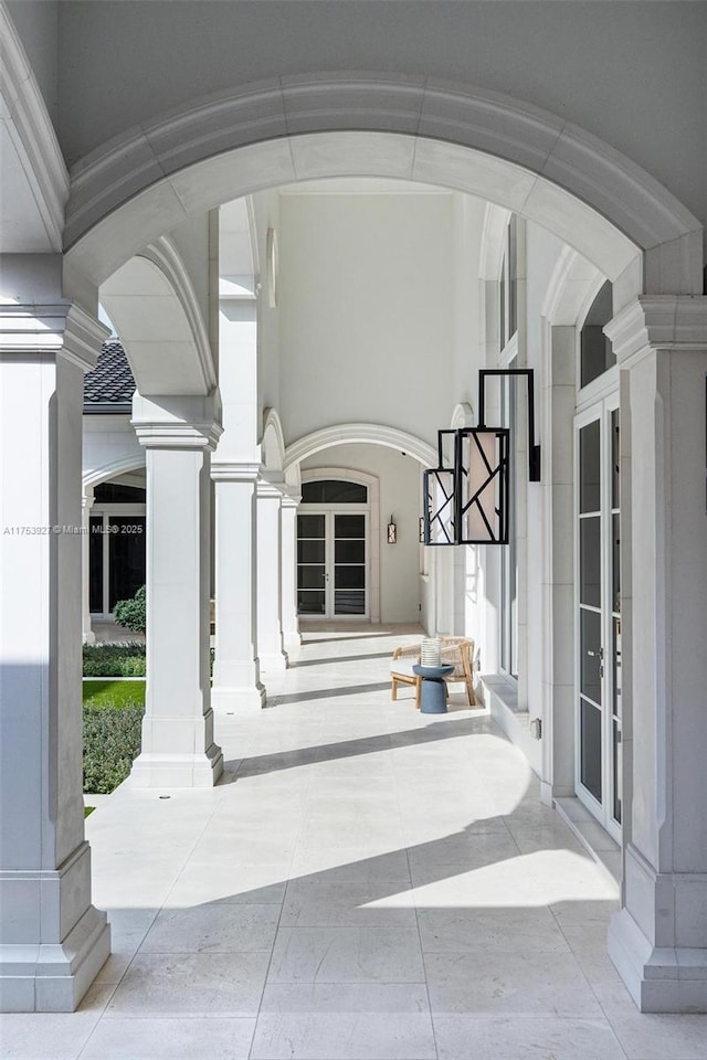 doorway to property featuring french doors