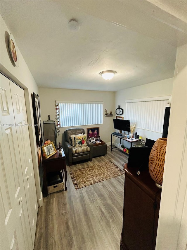 living area with wood finished floors