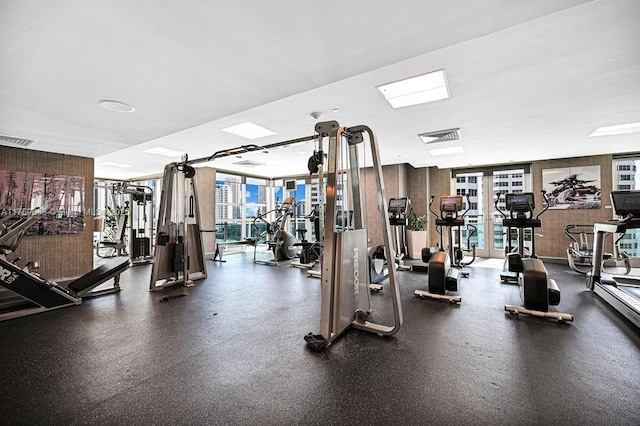 950 Brickell Bay Dr Unit 3605, Miami, FL 33131 - workout area with floor to ceiling windows and visible vents