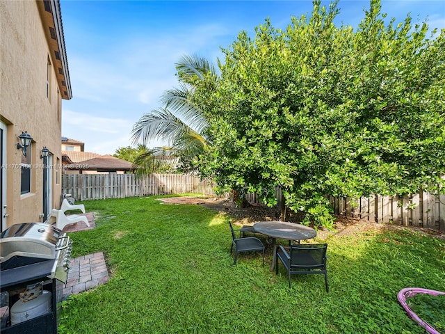 view of yard featuring a fenced backyard