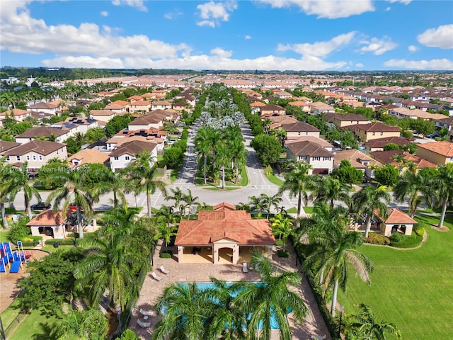 birds eye view of property with a residential view