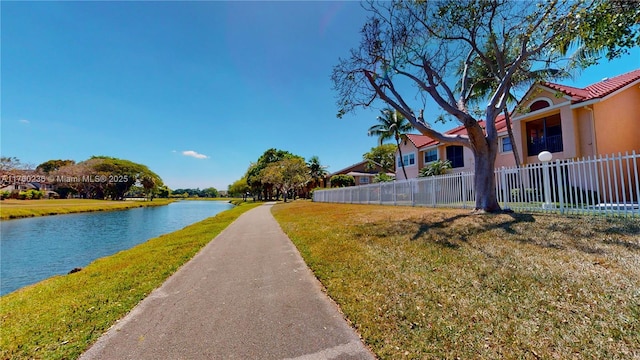 exterior space featuring a water view