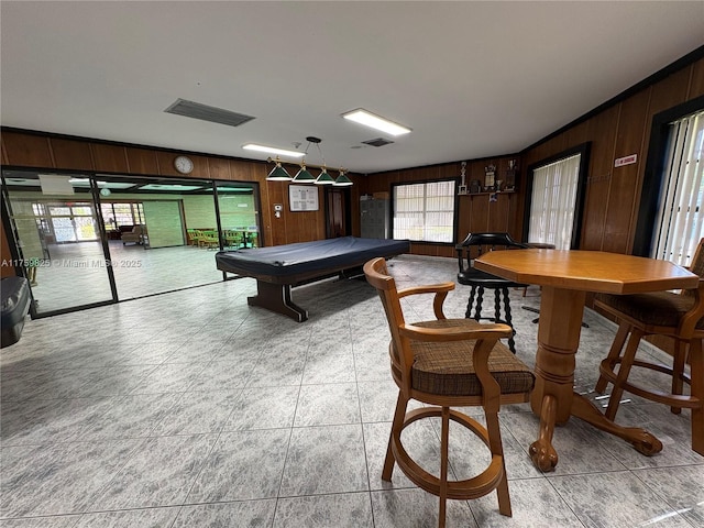 4270 NW 40th St Unit 209, Lauderdale Lakes, FL 33319 - recreation room featuring visible vents, pool table, and wooden walls
