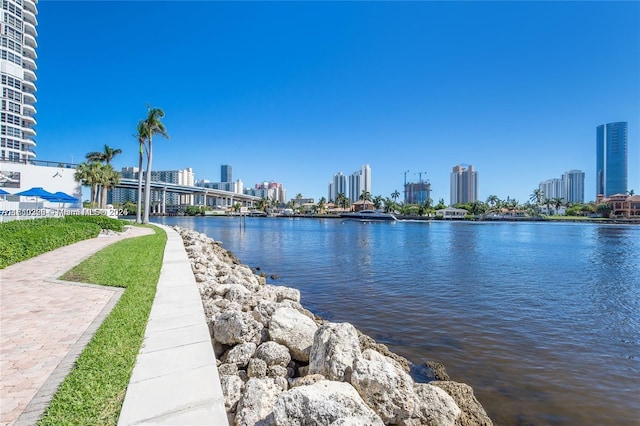 water view with a view of city