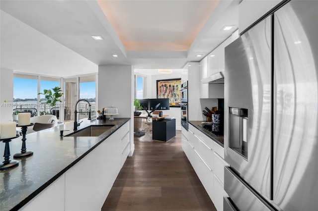 1000 Quayside Ter Unit 1812, Miami, FL 33138 - kitchen featuring a sink, modern cabinets, white cabinets, and stainless steel fridge with ice dispenser