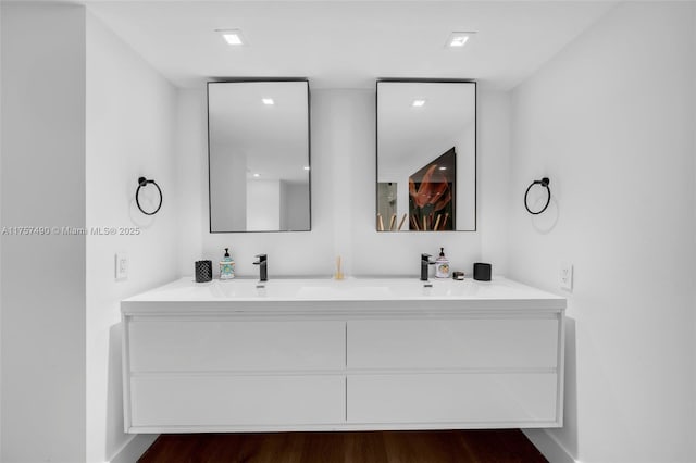 1000 Quayside Ter Unit 1812, Miami, FL 33138 - full bath featuring double vanity, wood finished floors, and a sink