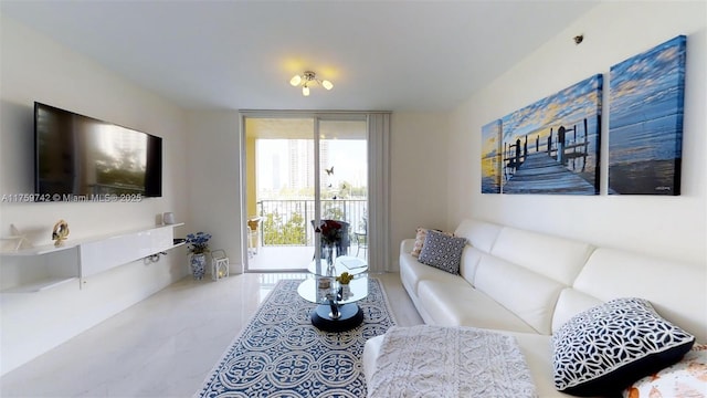 living room featuring expansive windows