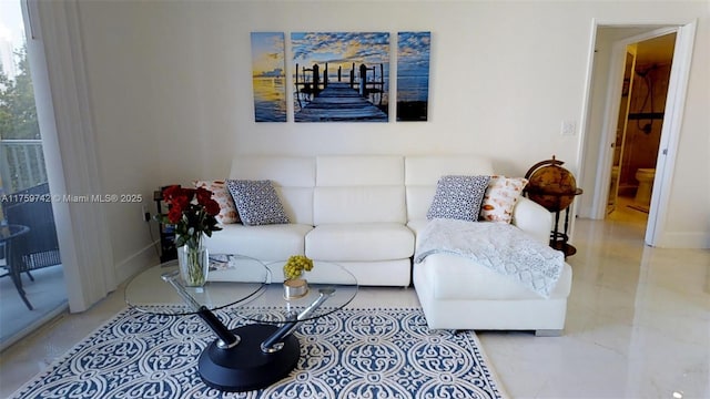 living area with baseboards