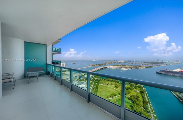 balcony with a water view