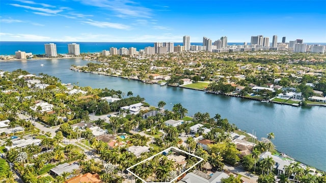 1134 Van Buren St, Hollywood, FL 33019 - birds eye view of property featuring a water view and a view of city