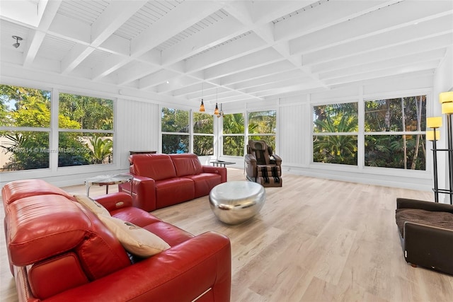 1134 Van Buren St, Hollywood, FL 33019 - sunroom featuring beamed ceiling and coffered ceiling