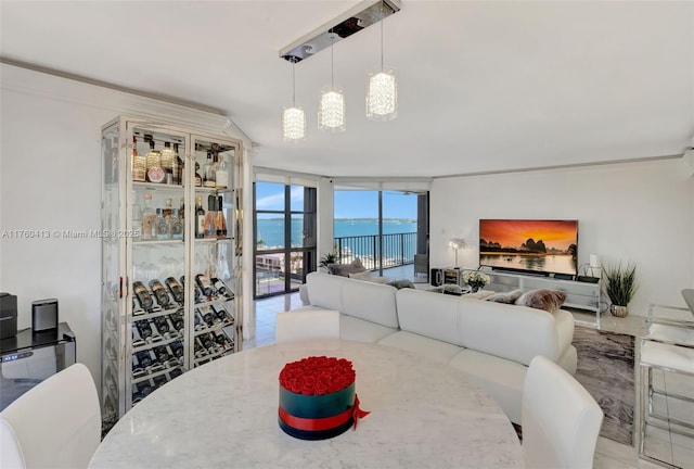 dining area featuring expansive windows