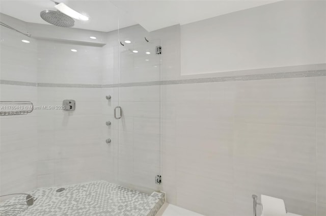 bathroom featuring a shower stall