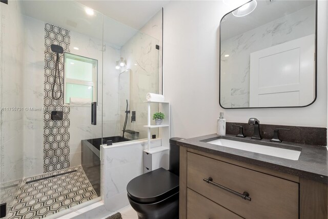 8234 SW 60th Ct, South Miami, FL 33143 - bathroom featuring vanity and a marble finish shower