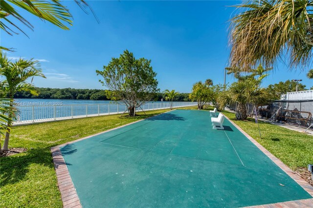 view of property's community with a water view