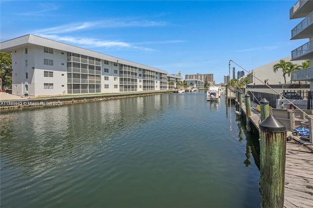 view of dock featuring a water view