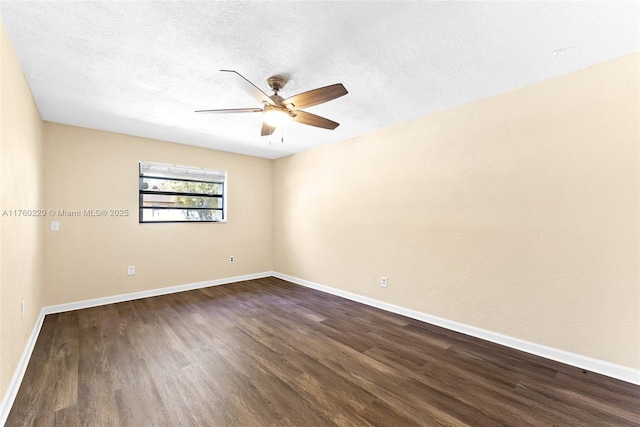1311 N 19th Ave, Hollywood, FL 33020 - unfurnished room featuring dark wood-style flooring, a ceiling fan, baseboards, and a textured ceiling