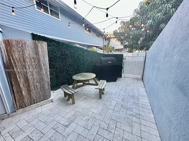 view of patio / terrace featuring a grill and a fenced backyard